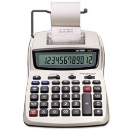 1208-2 Two-Color Compact Printing Calculator, 12-Digit LCD, Black/Red