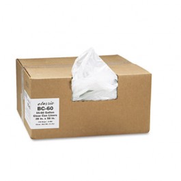 Clear Low-Density Can Liners, 55-60 gal, 0.85 mil, 38 x 58, Clear, 100/Carton