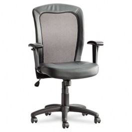 Easton Series Mesh/Leather Mid-Back Synchro-Tilt Chair, Black Leather
