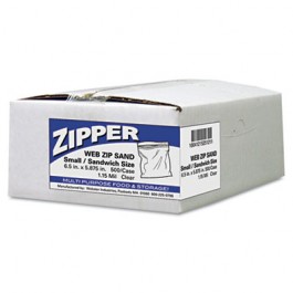 Recloseable Zipper Seal Sandwich Bags, 1.15mil, 6.5 x 5.875, Clear