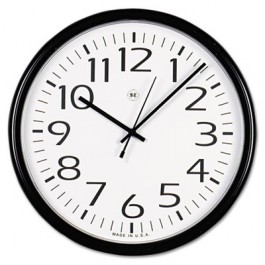 Round Wall Clock, 13-1/2in, Black