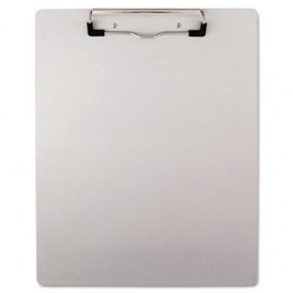 Brushed Aluminum Plastic Clipboard, 1/2" Capacity, Holds 8-1/2w x 11h, Silver