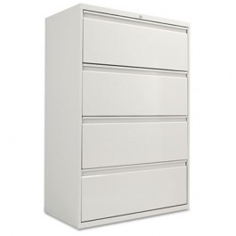 Four-Drawer Lateral File Cabinet, 36w x 19-1/4d x 54h, Light Gray