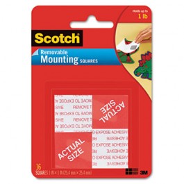 Precut Foam Mounting 1" Squares, Double-Sided, Removable, 16 Squares/Pack