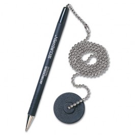 Secure-A-Pen Ballpoint Counter Pen with Base, Black Ink, Medium