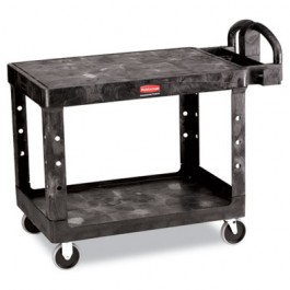 Flat Shelf Utility Cart, 2-Shelf, 25-7/8w x 43-7/8d x 33-1/3h, Black