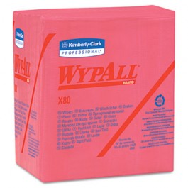 WYPALL X80 Wipers, 1/4-Fold, HYDROKNIT, 12 1/2 x 13, Red