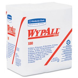 WYPALL X80 Wipers, 1/4-Fold, HYDROKNIT, 12 1/2 x 13, White