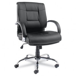 Ravino Series Mid-Back Swivel/Tilt Leather Chair, Black