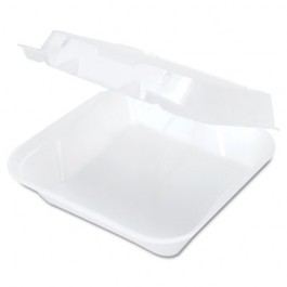 Snap-It Vented Foam Hinged Container, White, 8-1/4 x 8 x 3, 100/Bag
