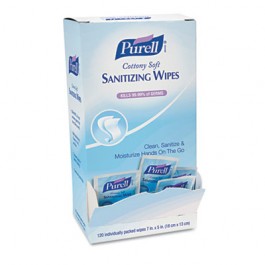 Cottony Soft Individually Wrapped Hand Sanitizing Wipes, 5" x 7", 120/Box