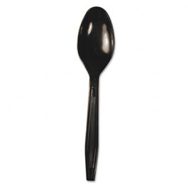 Full Length Polystyrene Cutlery, Teaspoon, Black