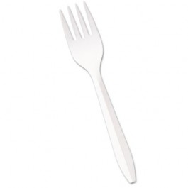 Mediumweight Polypropylene Cutlery, Fork, White
