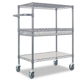 Three-Tier Wire Rolling Cart, 34w x 18d x 40h, Black Anthracite