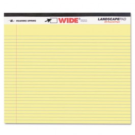 Landscape Format Writing Pad, College Ruled, 11 x 9-1/2, Canary, 40 Sheets/Pad