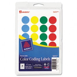 Print or Write Removable Color-Coding Labels, 3/4in dia, Assorted, 1008/Pack