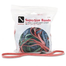 SuperSize Rubber Bands, 12: Red, 14" Green, 17" Blue, 1/4"w, 24/Pack