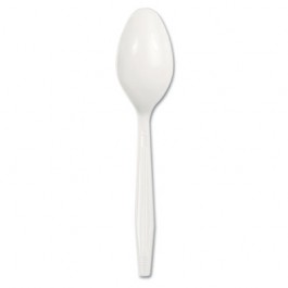 Plastic Tableware, Heavy Mediumweight, Teaspoon, White, 100/Box