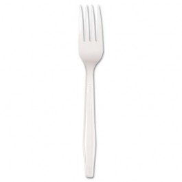 Plastic Tableware, Heavy Mediumweight, Fork, White, 100/Box