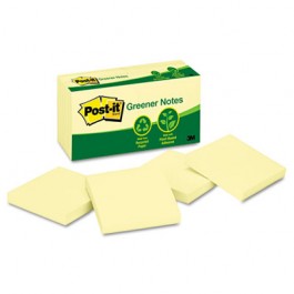 Recycled Notes, 3 x 3, Canary Yellow, 12 100-Sheet Pads/Pack
