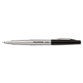 Flair Porous Point Stick Free-Flowing Liquid Pen, Black Ink, Ultra Fine, Dozen