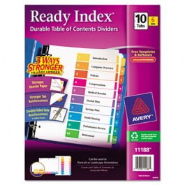 Ready Index Contemporary Contents Divider, 1-10, Multicolor, Letter, 6 Sets