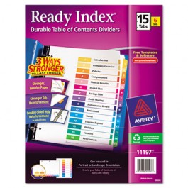 Ready Index Contemporary Contents Divider, 1-15, Multicolor, Letter, 6 Sets/Pack