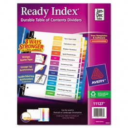 Ready Index Contemporary Table of Contents Divider, Jan-Dec, Multi, Letter