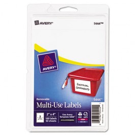 Print or Write Removable Multi-Use Labels, 2 x 4, White, 100/Pack