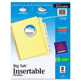 WorkSaver Big Tab Reinforced Dividers w/Clear Tabs, 8-Tab, Letter, Buff