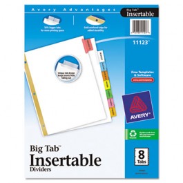 WorkSaver Big Tab Dividers, Multicolor Tabs, 8-Tab, Letter, White