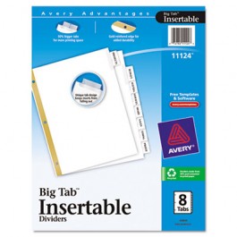 WorkSaver Big Tab Dividers, Clear Tabs, 8-Tab, Letter, White