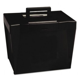 Portable File Storage Box, Letter, Plastic, 13 1/2 x 10 1/4 x 10 7/8, Black
