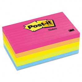 Original Pads in Neon Colors, 3 x 5, Lined, Neon Colors, 5 100-Sheet Pads/Pack