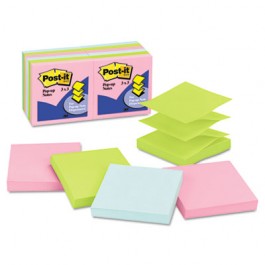 Pop-Up Note Refills, 3 x 3, Pastel, 12 100-Sheet Pads/Pack