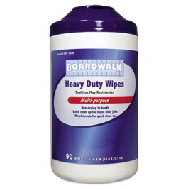 Heavy-Duty Wipes, 10 4/5 x 7, Fresh Scent, 90 Wipes/Canister