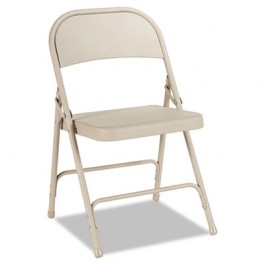Steel Folding Chair, Tan, 4/Carton