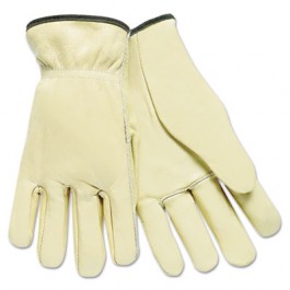 Full Leather Cow Grain Driver Gloves, Tan, Large