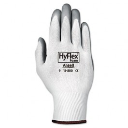 HyFlex Foam Gloves, White/Gray, Size 8