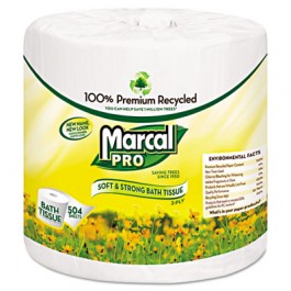 PRO Premium 100% Recycled Bath Tissue, 2-Ply,White, 4.3 x 3.66, 504/Roll