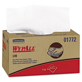 WYPALL L10 SANI-PREP Dairy Towels, 10 1/2 x 10 1/4, White