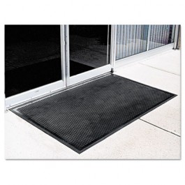 Crown-Tred Indoor/Outdoor Scraper Mat, Rubber, 34-1/2 x 58, Black
