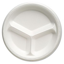 Celebrity Foam Dinnerware, 10.25", 3-C Plate, White