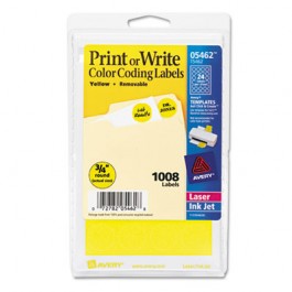 Print or Write Removable Color-Coding Labels, 3/4in dia, Yellow, 1008/Pack