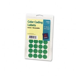 Print or Write Removable Color-Coding Labels, 3/4in dia, Green, 1008/Pack
