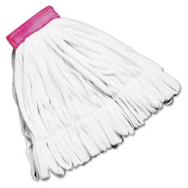 Rough Floor Mop Heads, White, Large, Cotton/Synthetic, 12/Case