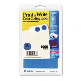Print or Write Removable Color-Coding Labels, 3/4in dia, Dark Blue, 1008/Pack