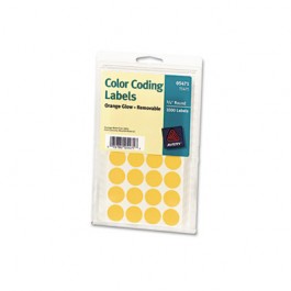Print or Write Removable Color-Coding Labels, 3/4in dia, Neon Orange, 1008/Pack