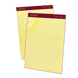 Gold Fibre Ruled Pad, Legal/Wide Rule, Ltr, Canary, 50-Sheet Pads/Pack, Dozen