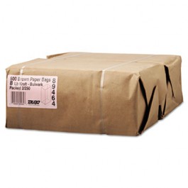 8# Paper Bag, 57-Pound Base, Brown Kraft, 6-1/8 x 4.17 x 12-7/16, 500-Bundle